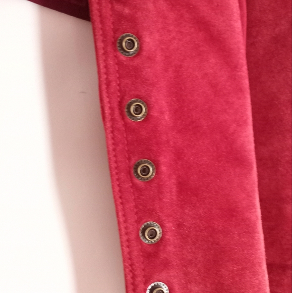 Live A Little Vintage 90's Jacket Top Red Raspberry Leather Button Down - Picture 12 of 15